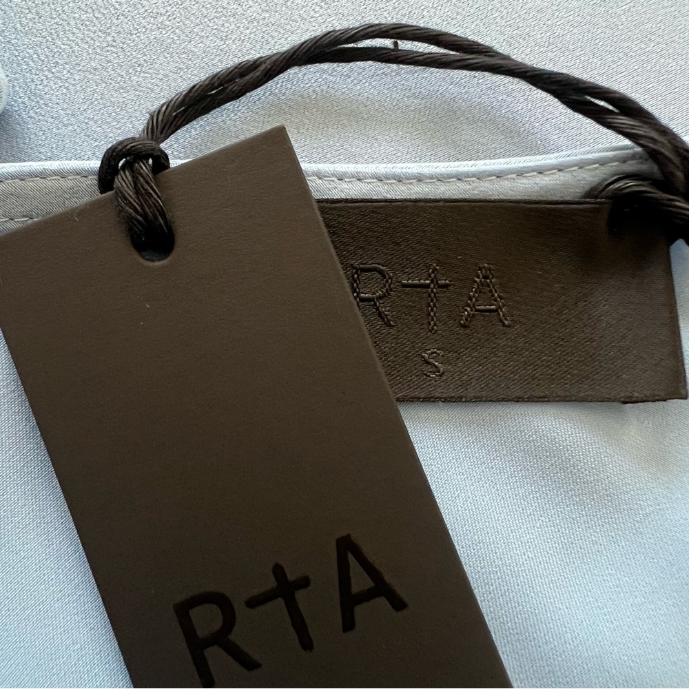 NWT RtA Satin Cowl Neck Slip Mini Dress Rhinestone Strap Blue Small - Picture 13 of 16